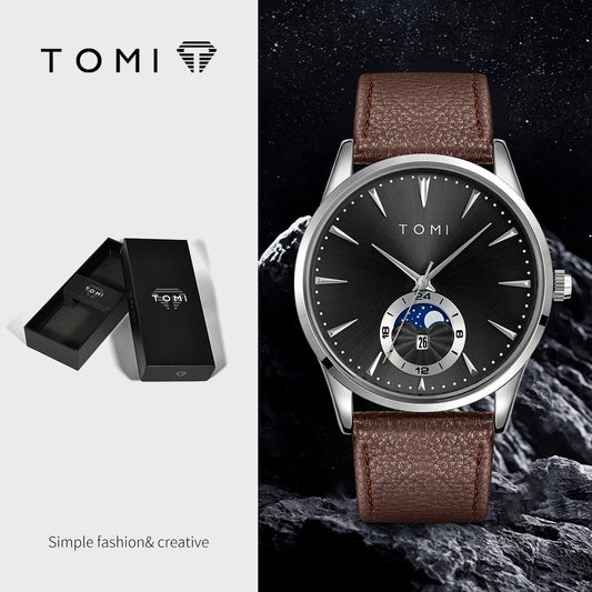 Korean-style Fashionable Round Watch For Men And Women, Simple And Casual